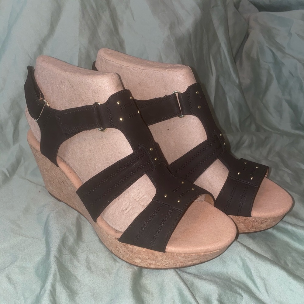 NWB black Clark’s wedges